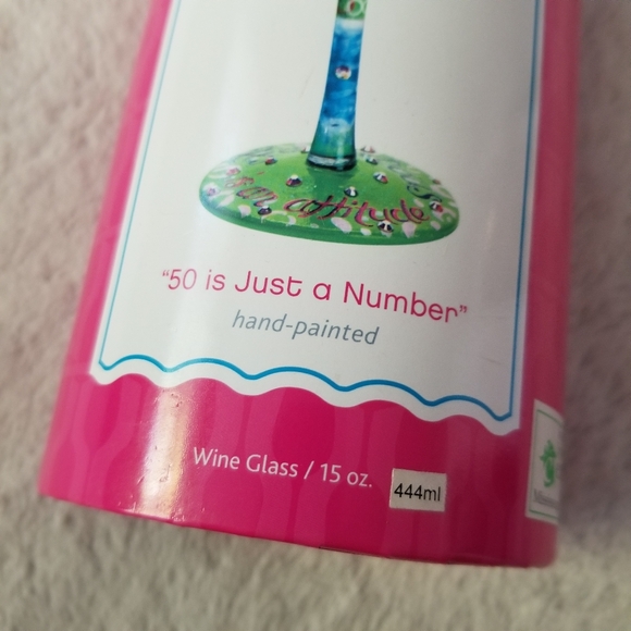 NIB LOLITA 50 Is Just A Number Hand Painted Wine Glass 15 OZ - Picture 3 of 14